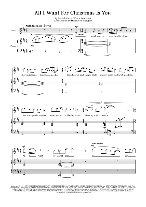 All I Want For Christmas Is You (arr. Henrique F Mangoni)