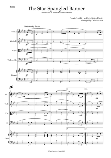 The Star-Spangled Banner - EUA Hymn (Strings Quartet) Piano (arr. Cadu Barcelos)