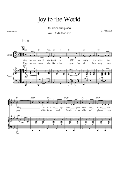 Joy to the World (Bb major - one voice - with chords) (arr. Duda Oriontte)