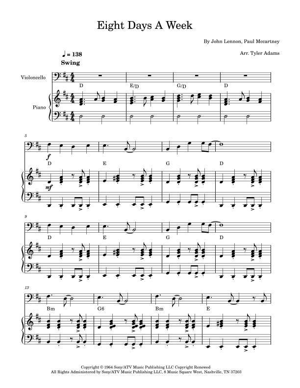 Eight Days A Week (arr. Tyler Adams)
