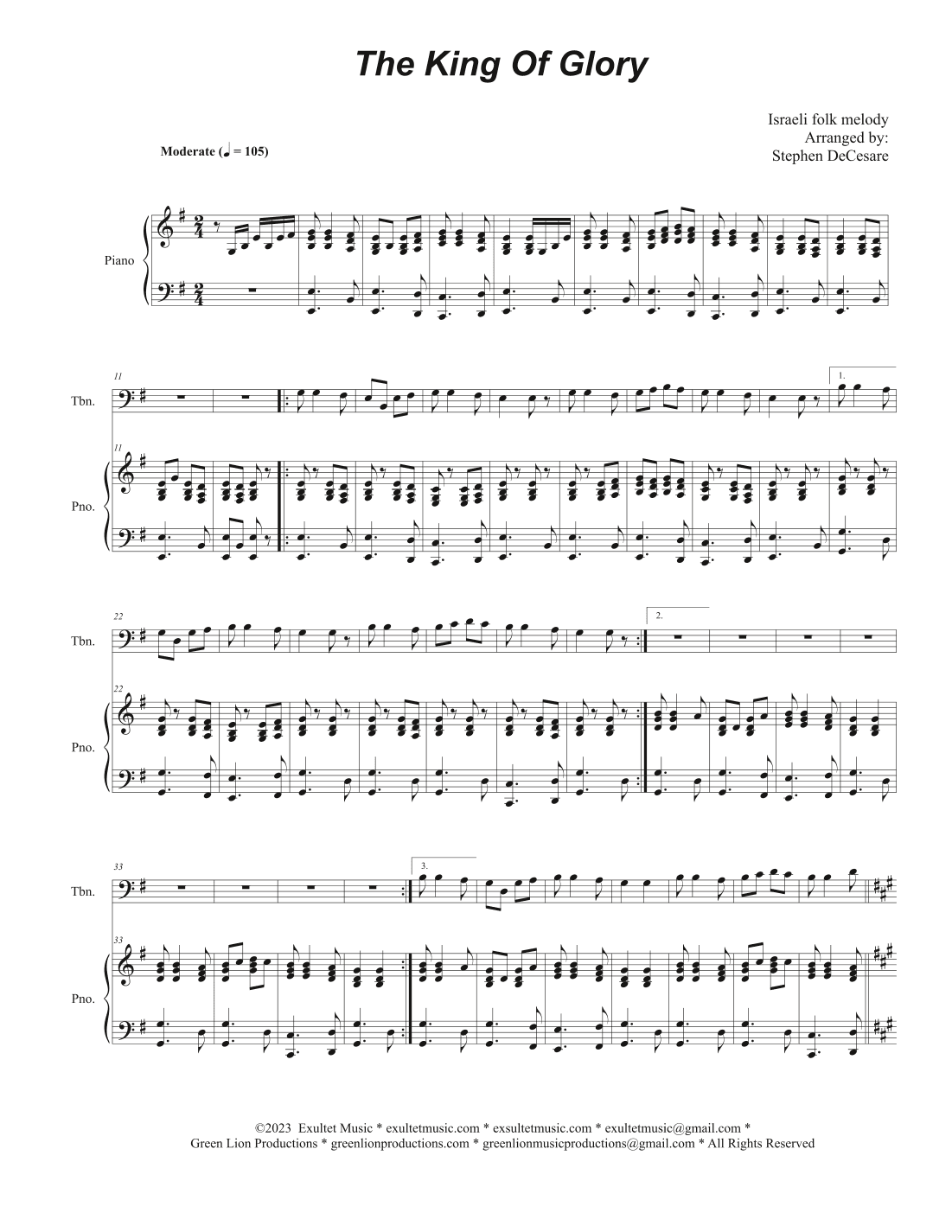 The King Of Glory (Trombone solo and Piano) (arr. Stephen DeCesare)