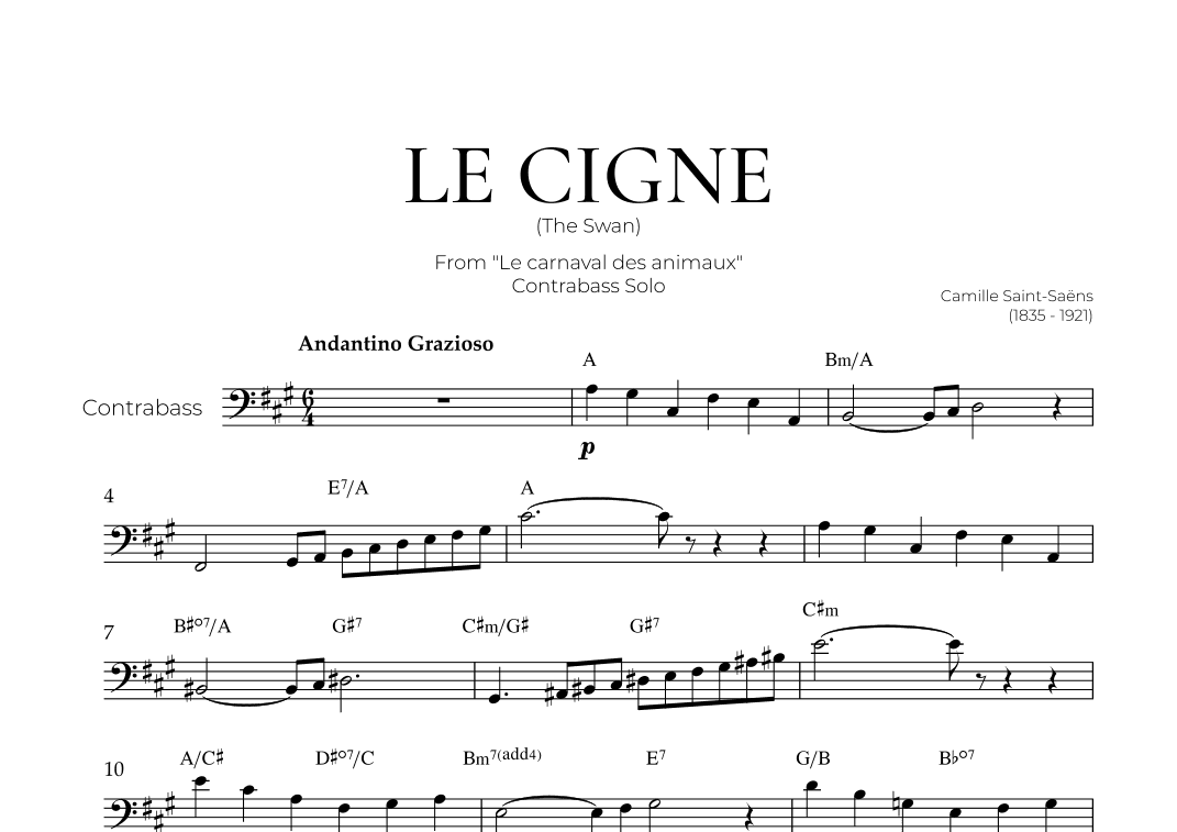 The Swan (Contrabass Solo) - Saint Saens (arr. Pedro Merendi)