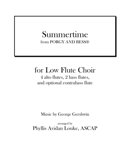Summertime (arr. Phyllis Avidan Louke, ASCAP)