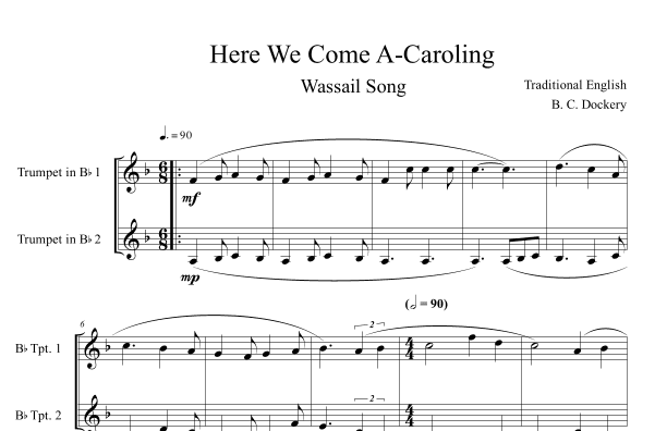 Here We Come A-Caroling (Trumpet Duet) (arr. B. C. Dockery)