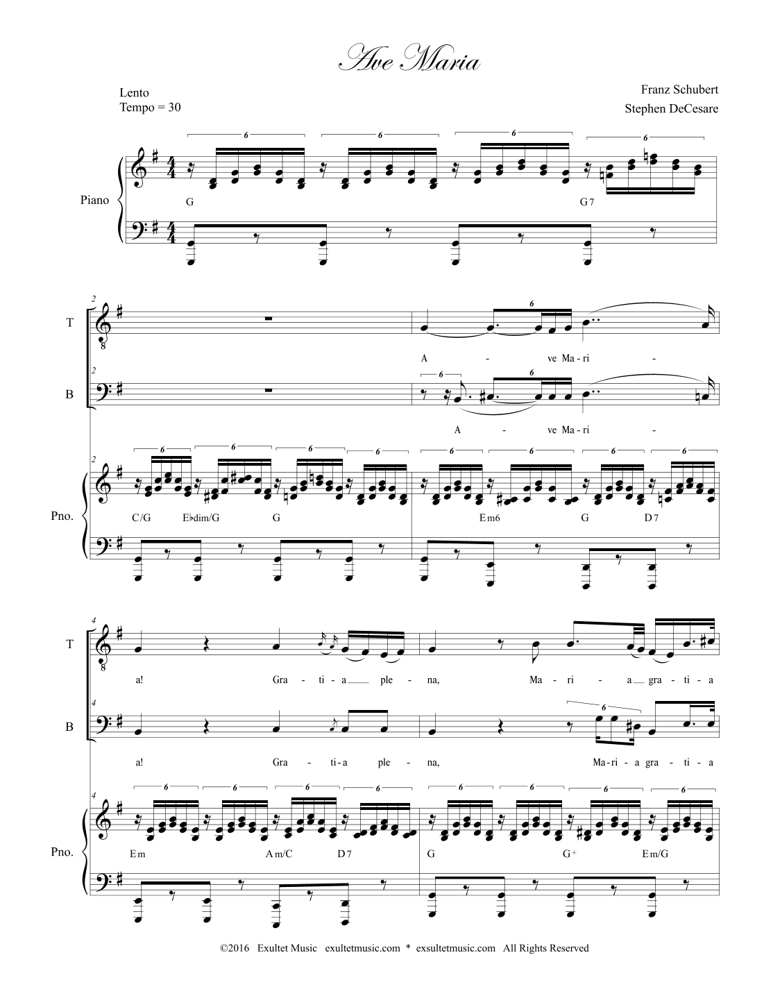 Ave Maria (Duet for Tenor and Bass solo - Low Key) (arr. Stephen DeCesare)