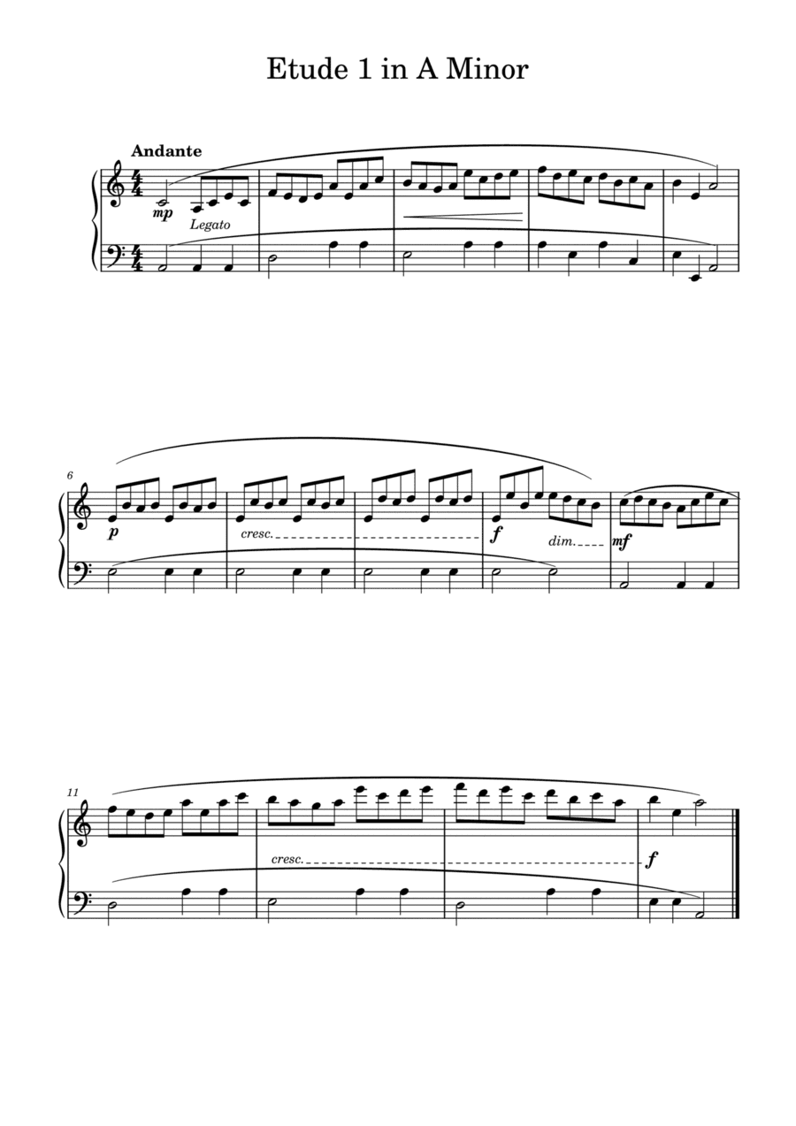 Etude for  Easy Piano in A Minor