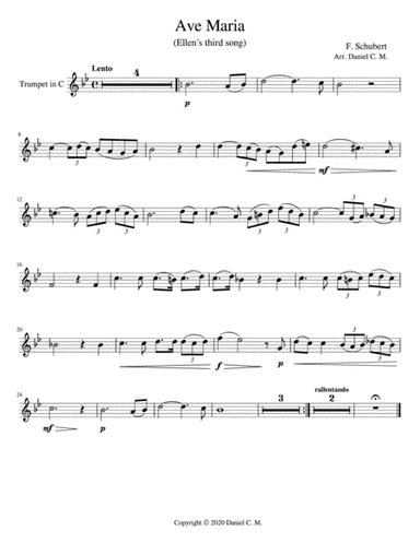 Ave Maria for C trumpet and piano (simplified) (arr. Daniel C. M.)