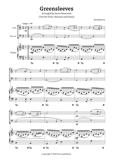 Greensleeves  (Trio For Flute, Bassoon and Piano) (arr. Aaron Newcastle)