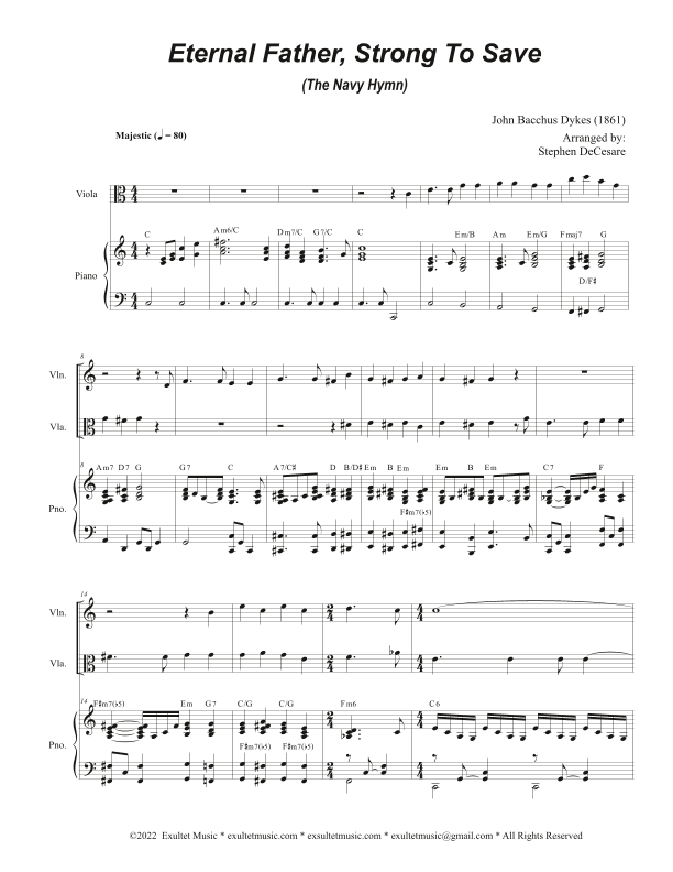 Eternal Father, Strong To Save (The Navy Hymn) (Duet for Violin and Viola) (arr. Stephen DeCesare)