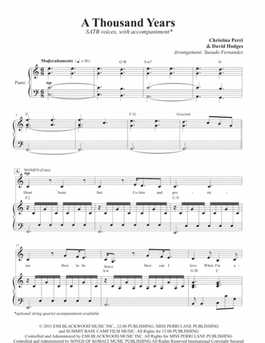 A Thousand Years (arr. Sueudo Fernandes)