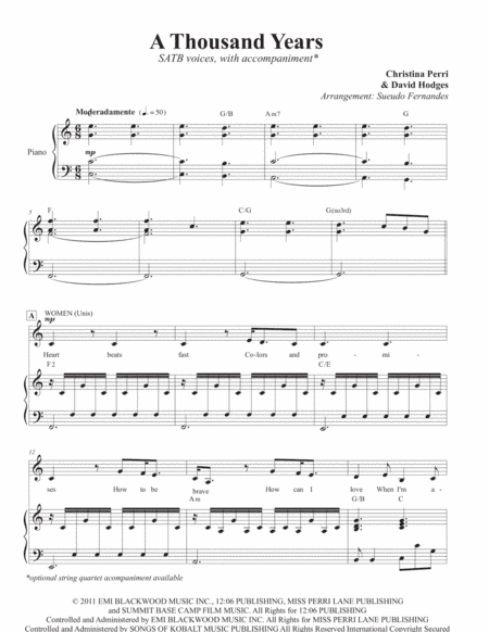 A Thousand Years (arr. Sueudo Fernandes)