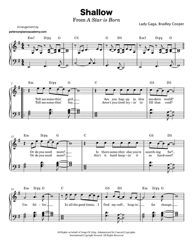 Shallow (arr. Peterson Piano Academy)