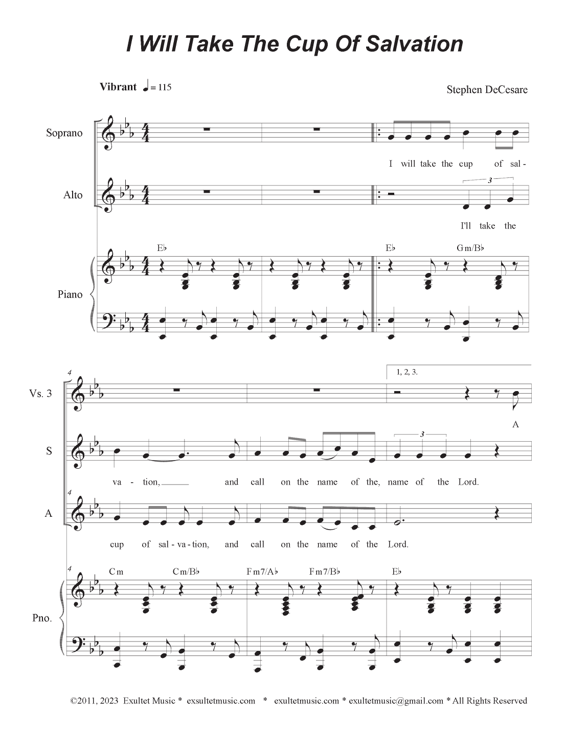 I Will Take The Cup Of Salvation (2-part choir - (SA)
