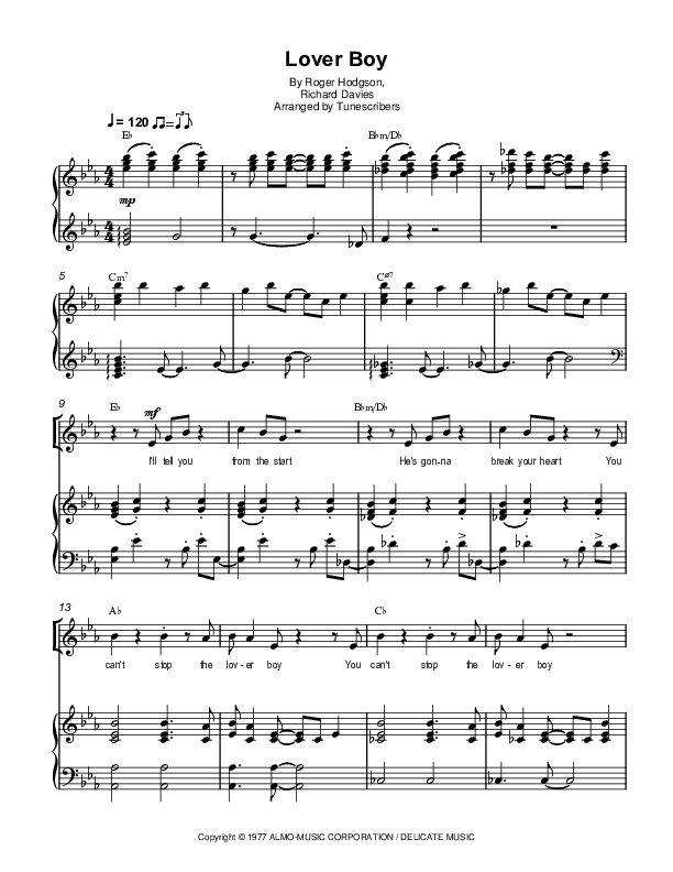 Lover Boy (arr. Tunescribers)