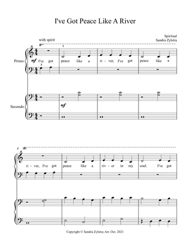 I've Got Peace Like A River (beginning solo with optional elementary duet) (arr. Sandra Zylstra)