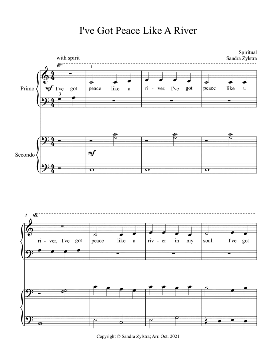 I've Got Peace Like A River (beginning solo with optional elementary duet) (arr. Sandra Zylstra)