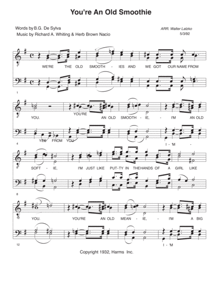 You're An Old Smoothie (arr. Walter Latzko)