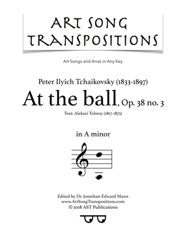At the ball, Op. 38 no. 3 (A minor) (arr. ArtSongTranspositions.com)