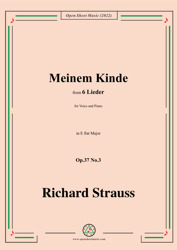 Richard Strauss-Meinem Kinde,in E flat Major,Op.37 No.3 (arr. OSM Press)