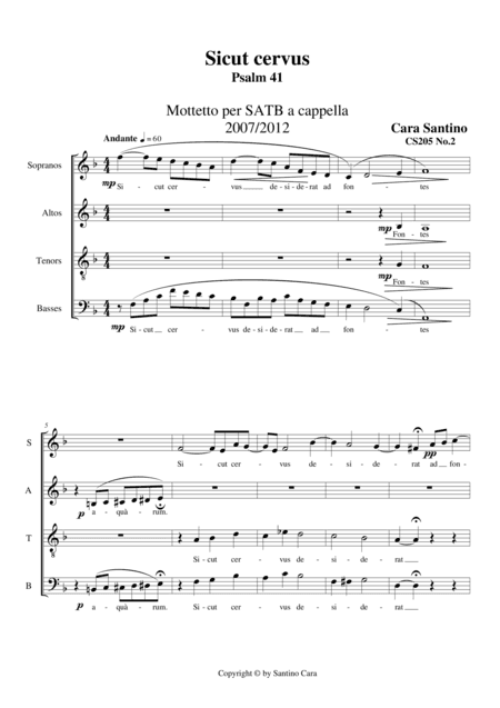 Sicut cervus (Psalm 41) - Motet for Choir SATB a cappella