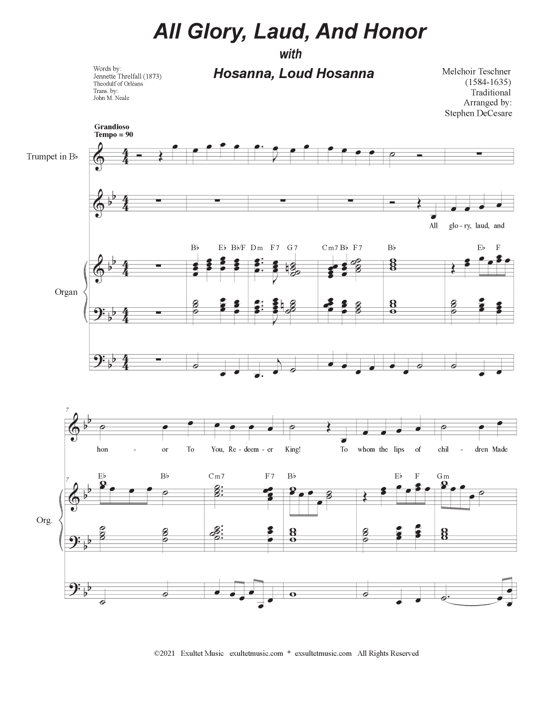 All Glory, Laud, And Honor (with "Hosanna, Loud Hosanna") (Unison choir) (arr. Stephen DeCesare)