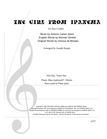 The Girl From Ipanema (Garota De Ipanema) (arr. Joseph Hasper)