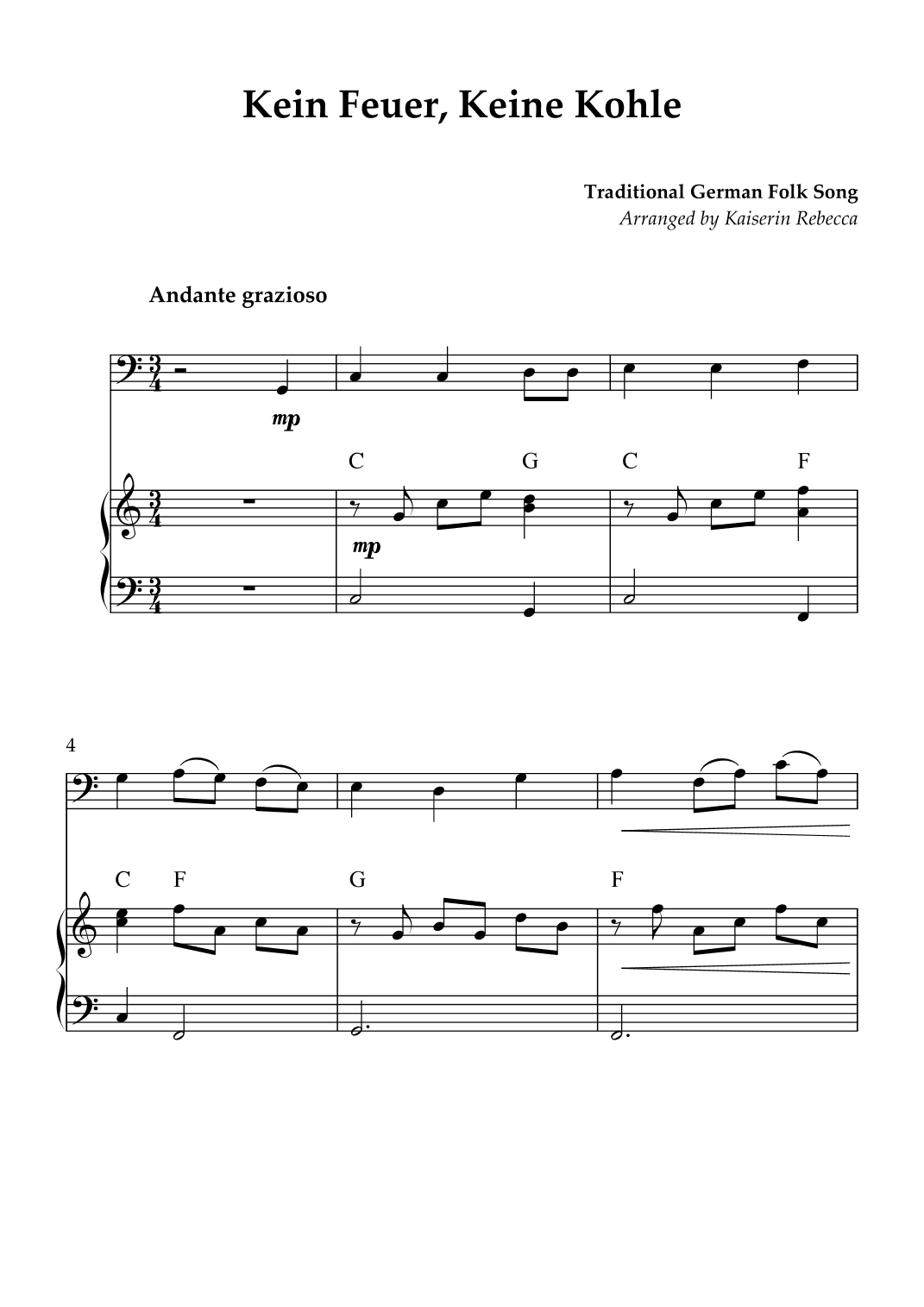 Kein Feuer, Keine Kohle (arr. Kaiserin Rebecca)