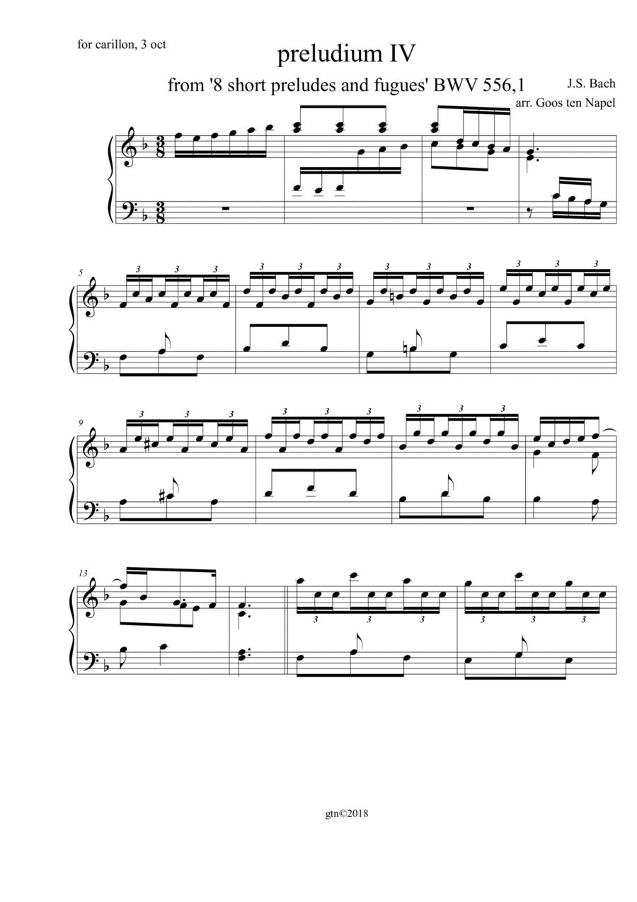 Preludium IV for carillon (arr. Goos ten Napel)