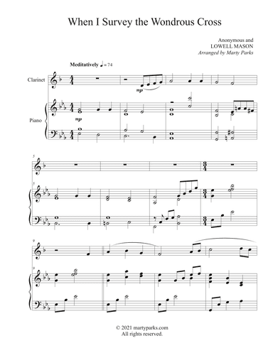 When I Survey the Wondrous Cross (Clarinet-Piano) (arr. Marty Parks)