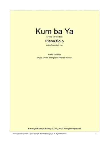 Kum ba Yah contemporary arrangement in English and African (arr. Rhonda Bradley)