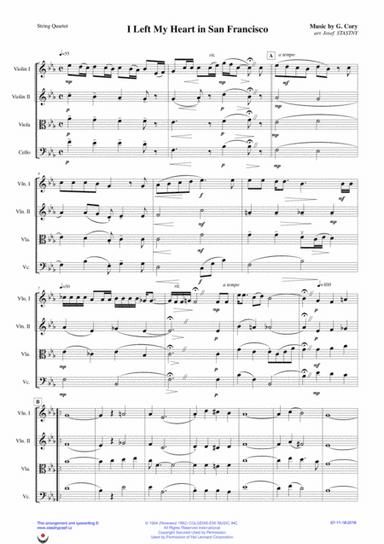 I Left My Heart In San Francisco (arr. Josef Štastný)