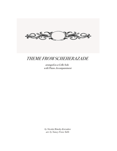 Scheherazade (Movement III) for Cello Solo and Piano (arr. Nancy Frese Tabb)