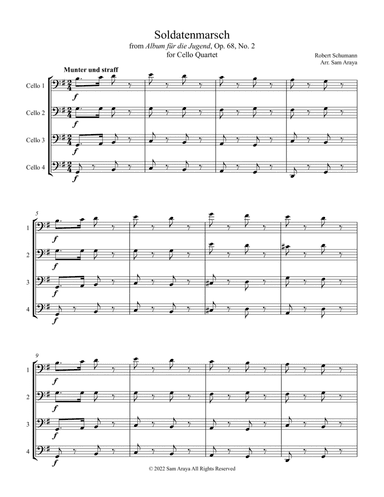 Soldatenmarsch for Cello Quartet (arr. Sam Araya)