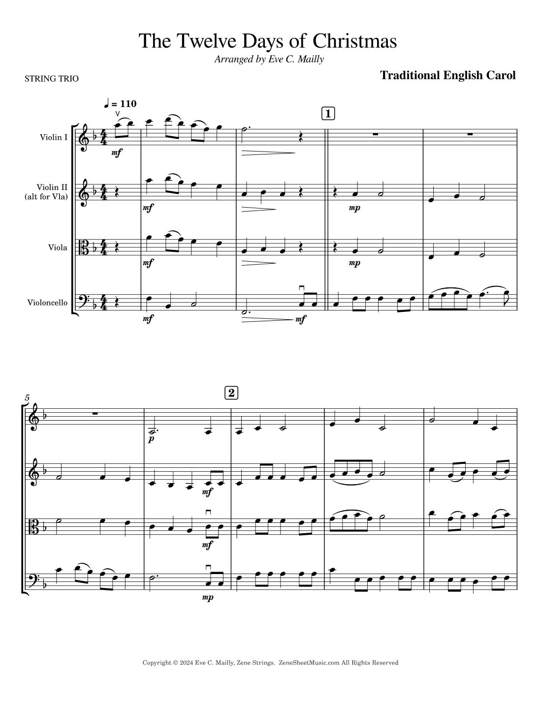 The Twelve Days of Christmas - String Trio (arr. Eve C. Mailly - Zene Strings)