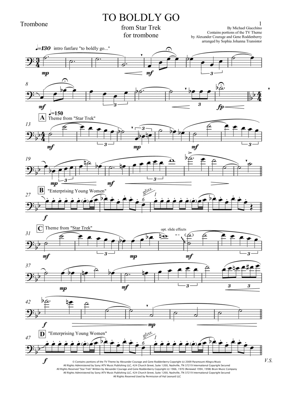 To Boldly Go (arr. Sophia Johanna Transistor)
