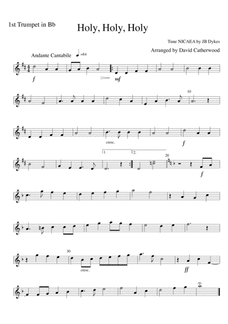 Holy Holy Holy - Tune Nicaea by JB Dykes arranged for Brass Quintet (optional organ & perc.) (arr. David Catherwood)