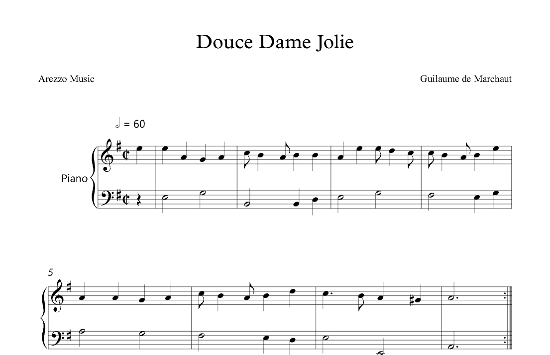 Douce Dame Jolie - Easy Piano Arrangement (arr. Arezzo Music)