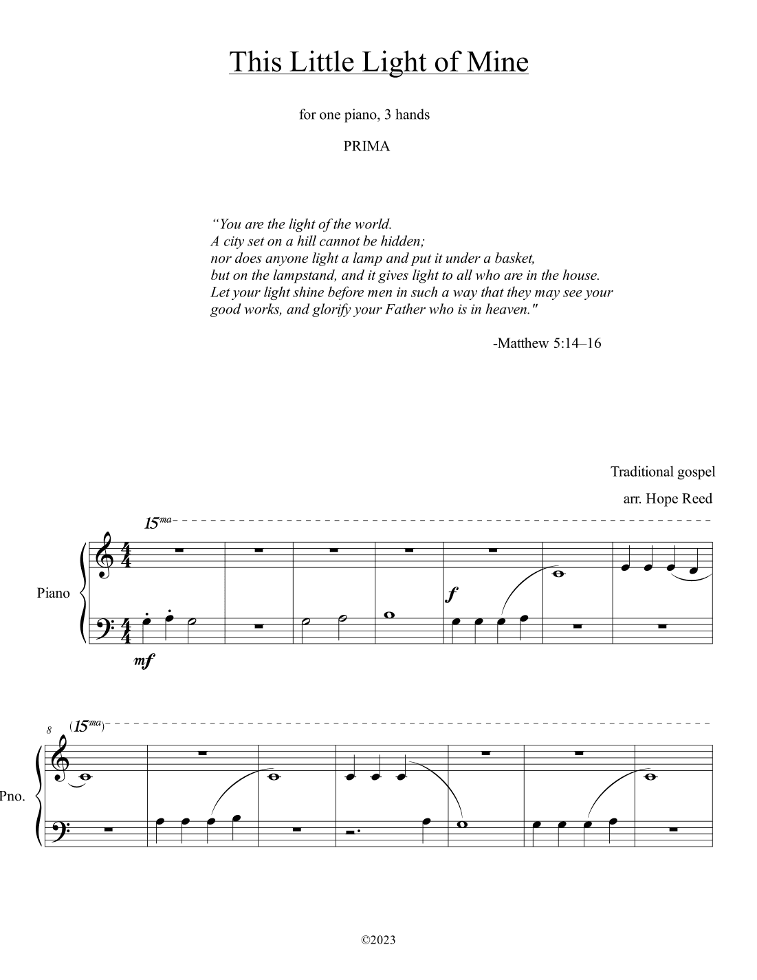 This Little Light of Mine (arr. Hope Reed)