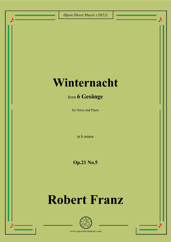 Franz-Winternacht,in b minor,Op.21 No.5,for Voice and Piano (arr. OSM Press)