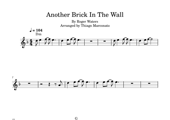 Another Brick In The Wall (arr. Thiago Marconato)
