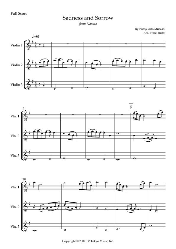 Sadness And Sorrow (arr. Fabio Britto)