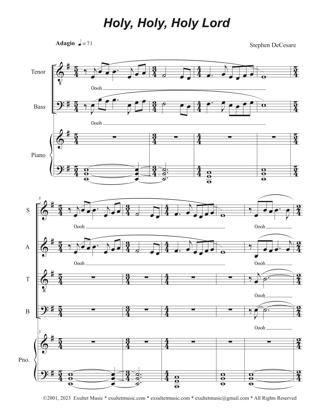 Holy, Holy, Holy Lord (Tenor solo with SATB)