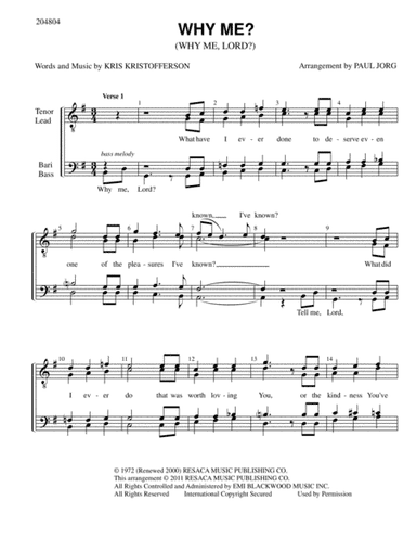 Why Me? (Why Me, Lord?) (arr. Paul A. Jorg)