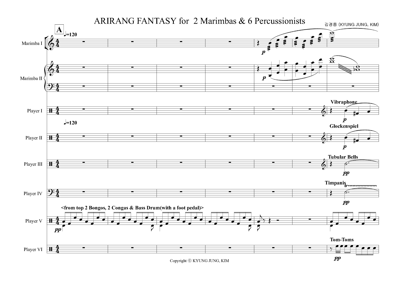 ARIRANG FANTASY for  2 Marimbas & 6 Percussionists