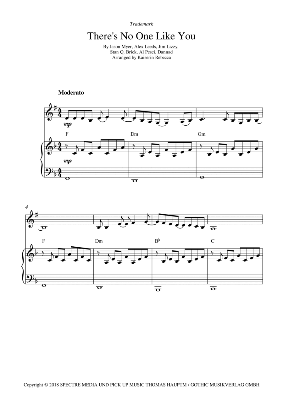 There's No One Like You (arr. Kaiserin Rebecca)
