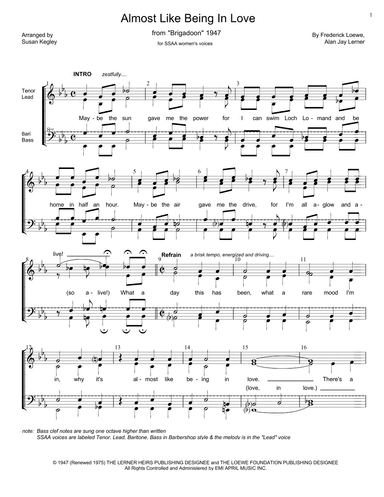 Almost Like Being In Love (arr. Susan Kegley)