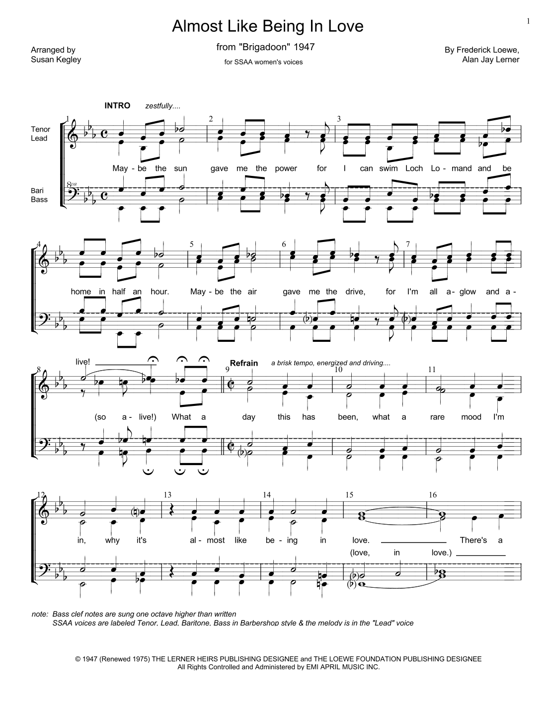 Almost Like Being In Love (arr. Susan Kegley)