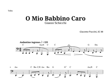 O Mio Babbino Caro by Puccini for Tuba and Chords (arr. Langanho)