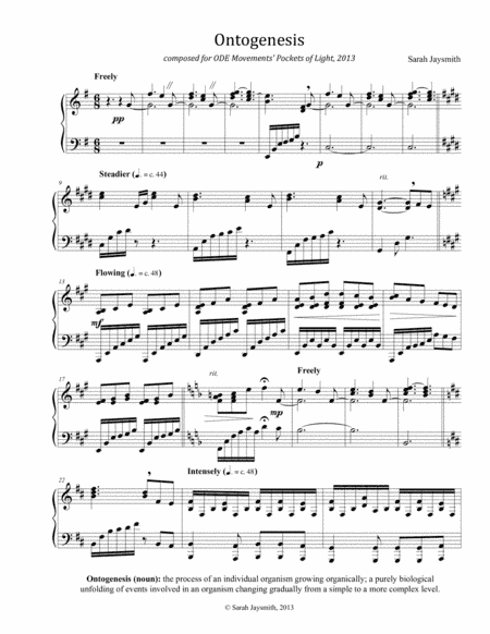 Ontogenesis (piano solo) by Sarah Jaysmith