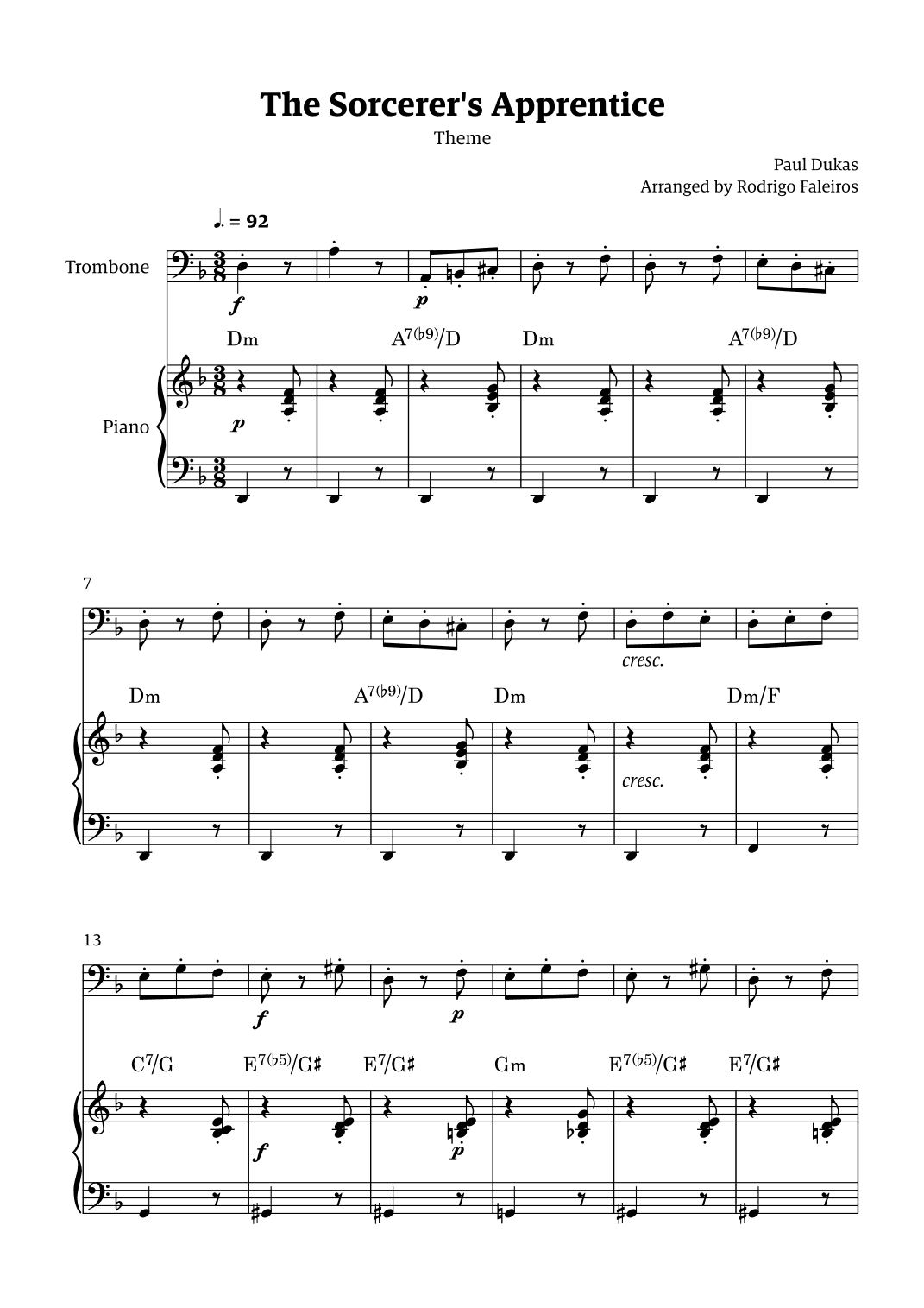 The Sorcerer's Apprentice theme (arr. Rodrigo Faleiros)